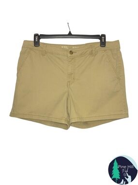 a.n.a Shorts Chinos Mid Rise Midi Cotton Stretch Pockets Beige Khaki Womens 16